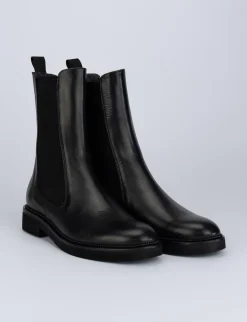 Stivale tronchetto tacco 2 cm nero pelle