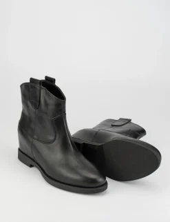 Stivale tronchetto tacco 2 cm con zeppa interna 3cm nero