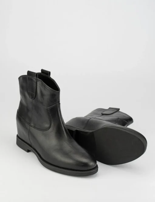 Stivale tronchetto tacco 2 cm con zeppa interna 3cm nero