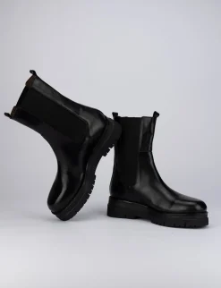 Stivale tronchetto tacco 1 cm nero pelle