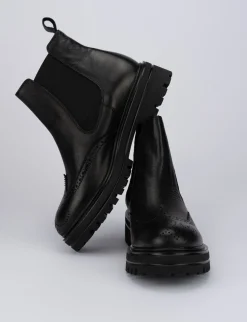 Stivale tronchetto tacco 1 cm nero pelle