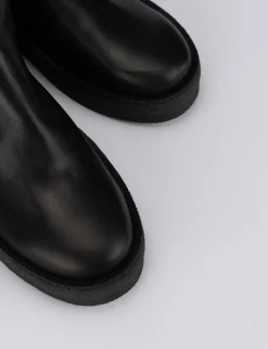 Stivale tronchetto tacco 1 cm nero pelle