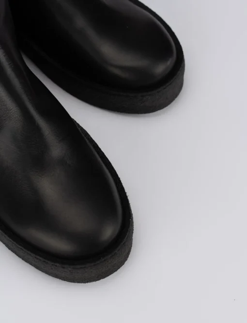 Stivale tronchetto tacco 1 cm nero pelle