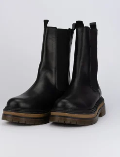 Stivale tronchetto tacco 2 cm nero pelle