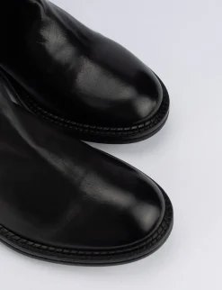 Stivale tronchetto tacco 1 cm nero pelle