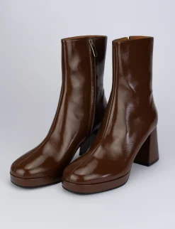 Stivale tronchetto tacco 6 cm testa pelle
