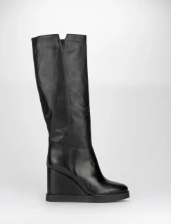 Stivale zeppa 10 cm nero