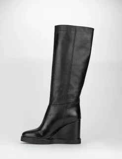Stivale zeppa 10 cm nero