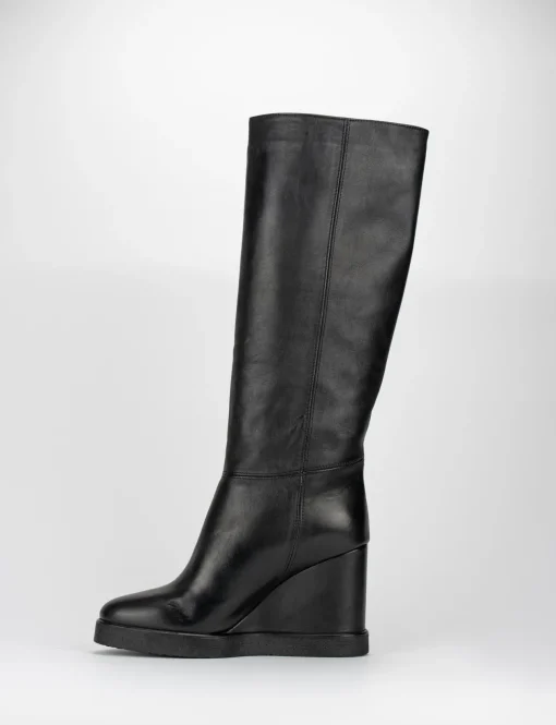 Stivale zeppa 10 cm nero