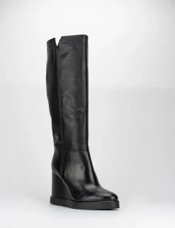 Stivale zeppa 10 cm nero