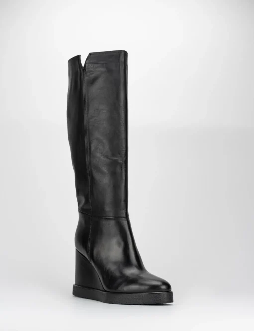 Stivale zeppa 10 cm nero