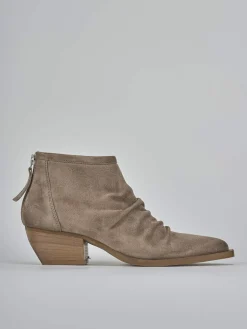 Stivaletti tacco 5cm camoscio beige