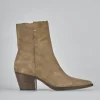 Stivaletti tacco 6cm camoscio marrone