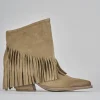 Stivaletti tacco 6cm camoscio beige