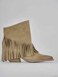 Stivaletti tacco 6cm camoscio beige