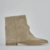 Stivaletti tacco 1cm camoscio beige