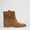 Stivaletti tacco 1cm camoscio marrone