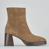 Stivaletti tacco 6cm camoscio marrone