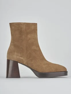 Stivaletti tacco 6cm camoscio marrone