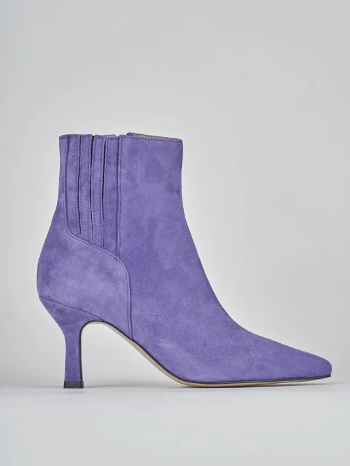 Stivaletti tacco 7cm camoscio viola