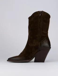 Stivaletti tacco 8cm camoscio testa