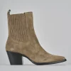Stivaletti tacco 7cm camoscio marrone