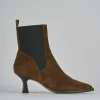 Stivaletti tacco 5cm camoscio marrone