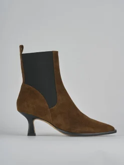 Stivaletti tacco 5cm camoscio marrone