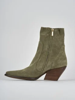 Stivaletti tacco 7cm camoscio verde