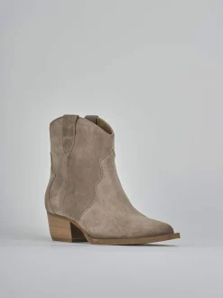 Stivaletti tacco 5cm camoscio beige