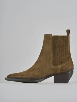 Stivaletti tacco 3cm camoscio marrone
