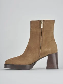 Stivaletti tacco 6cm camoscio marrone