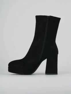 Stivaletti tacco 8cm camoscio nero