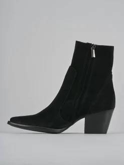 Stivaletti tacco 7cm camoscio nero