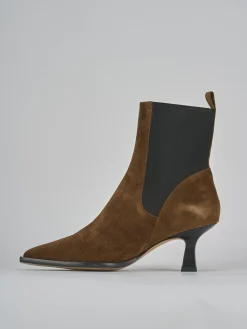 Stivaletti tacco 5cm camoscio marrone