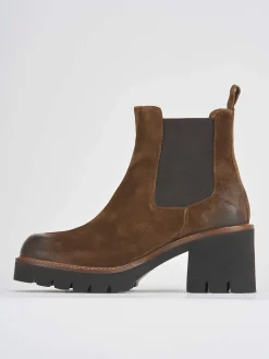 Stivaletti tacco 6cm camoscio marrone