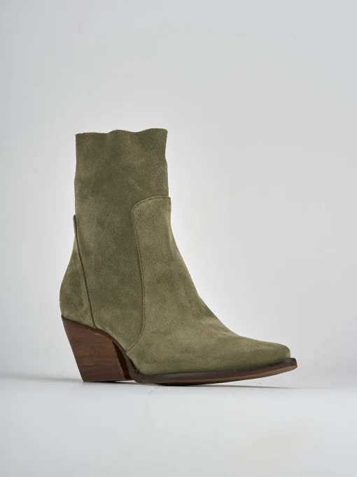 Stivaletti tacco 7cm camoscio verde