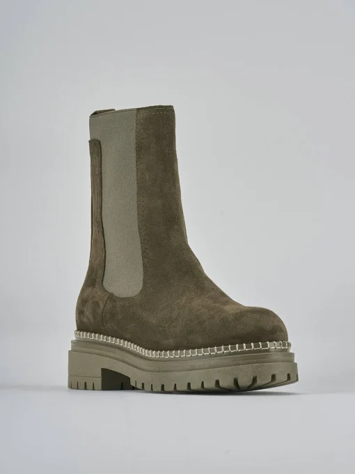 Stivaletti tacco 3cm camoscio verde