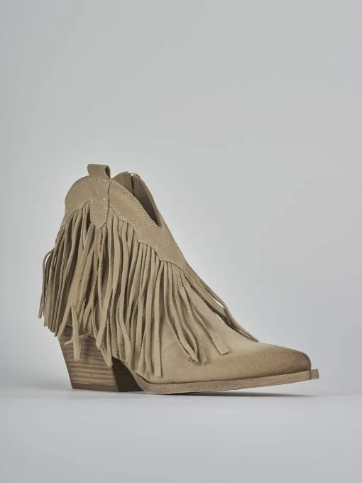 Stivaletti tacco 7cm camoscio beige