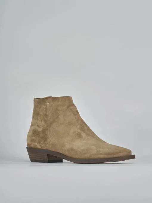 Stivaletti tacco 3cm camoscio marrone