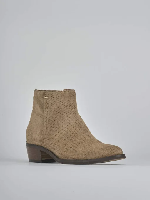 Stivaletti tacco 4cm camoscio marrone