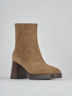 Stivaletti tacco 6cm camoscio marrone