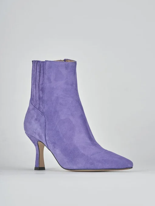 Stivaletti tacco 7cm camoscio viola