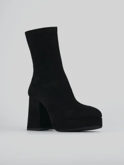 Stivaletti tacco 8cm camoscio nero
