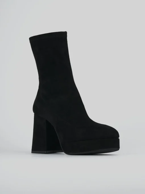 Stivaletti tacco 8cm camoscio nero