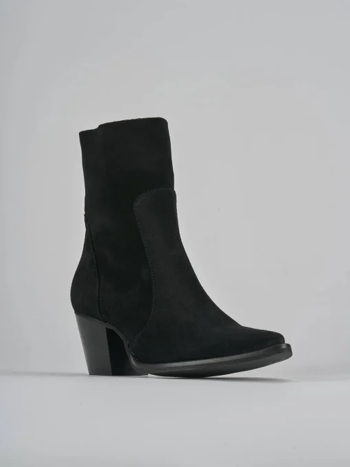 Stivaletti tacco 7cm camoscio nero