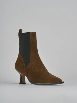 Stivaletti tacco 5cm camoscio marrone