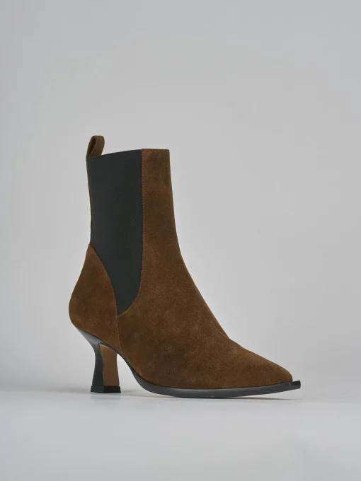 Stivaletti tacco 5cm camoscio marrone