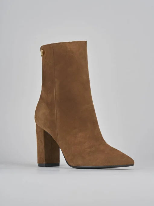 Stivaletti tacco 9cm camoscio marrone