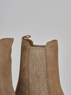 Stivaletti tacco 4cm camoscio beige